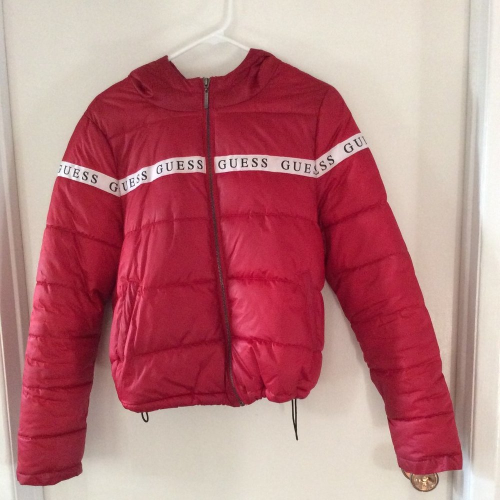 Red Guess puff jacket
